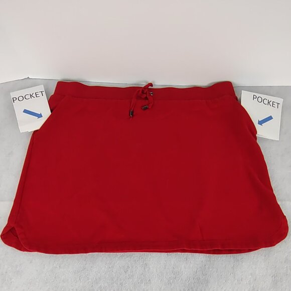 Croft & Barrow Women’s XL Red Cotton Skort Elastic Drawstring Waist Pockets - Picture 3 of 9